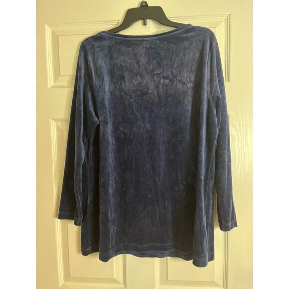 Pure Jill Blue Tunic Shirt Women XL Velvet Fairy Lagenlook Cottage Grandma Core - Picture 3 of 11